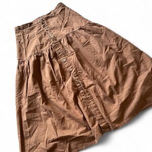 Free People Tan Button-Front A-Line Skirt